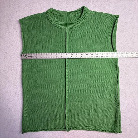 Women’s Lightweight Cap Sleeve Knit Top – Kelly Green, Loose Fit Pullover SMALL - Picture 7 of 9